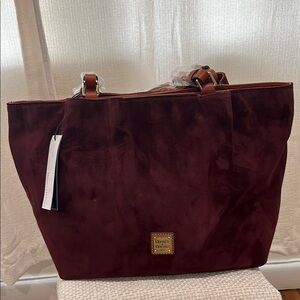 Dooney & Bourke  Suede Flynn Wine Burgundy Tote Bag